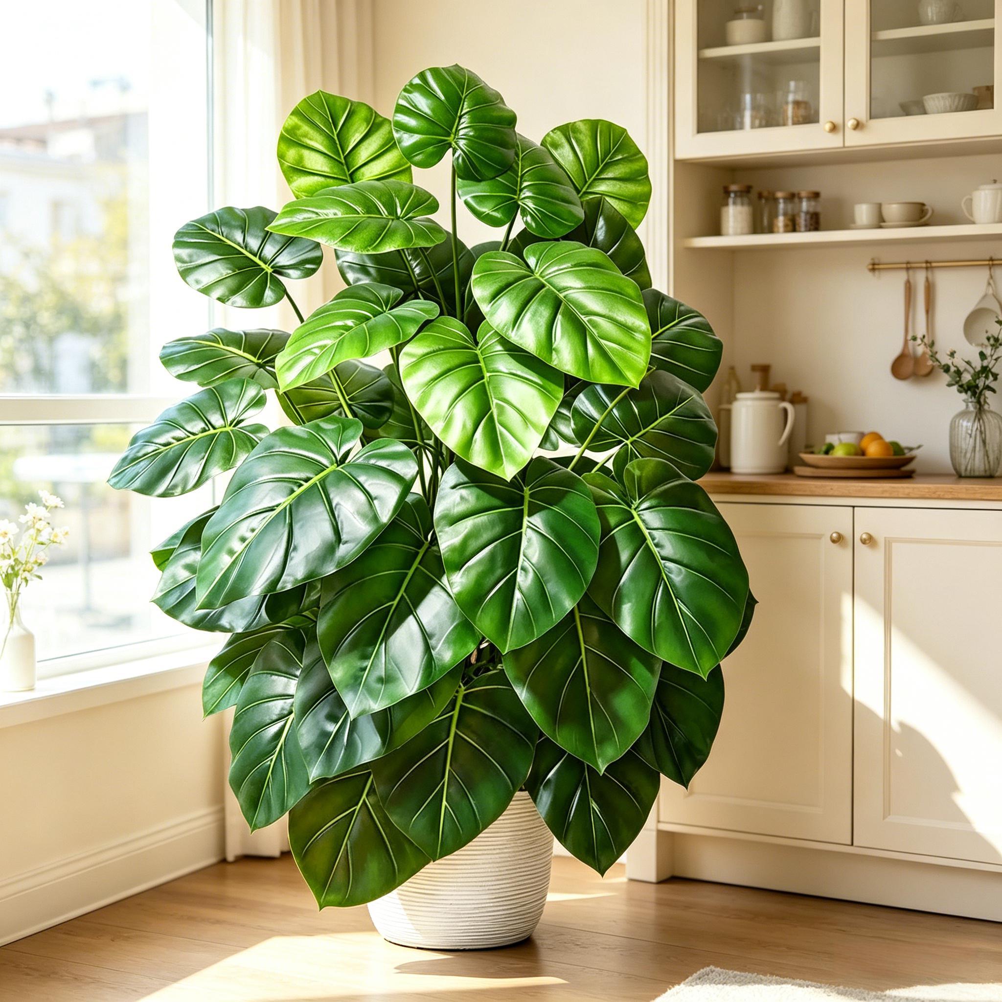 Monstera Adansonii - ต้นปาล์มประดิษฐ์ขนาด 60-105 ซม. สีเขียวสดใส สมจริง สัมผัสเหมือนจริง